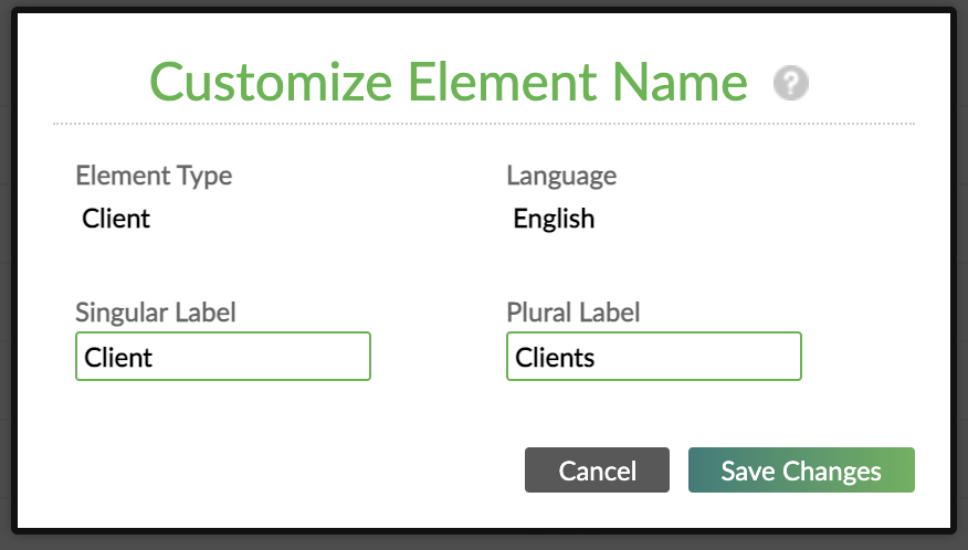 Editing labels dialog